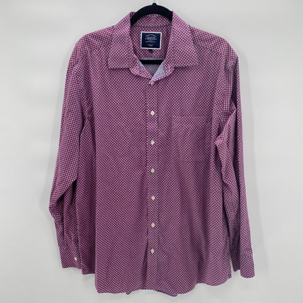 Charles Tyrwhitt Long Sleeve Polka Dot Button Down Shirt Men’s Size XL